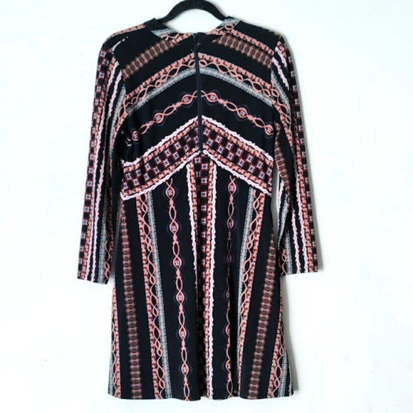 Free People Stella Knit Mock Neck Printed Long Sleeve Mini Dress Size M - Picture 4 of 9